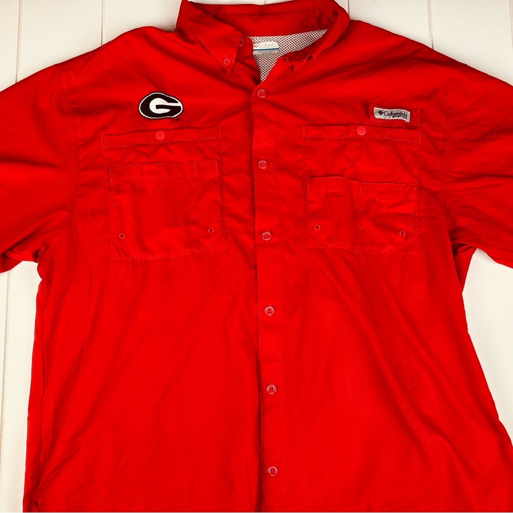 Georgia Bulldogs Columbia PFG Red Fishing Shirt